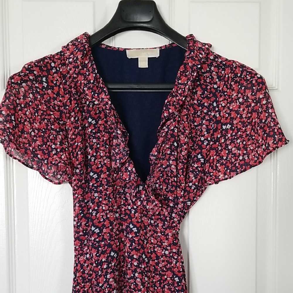 Michael Kors Navy and Red Floral Dress
